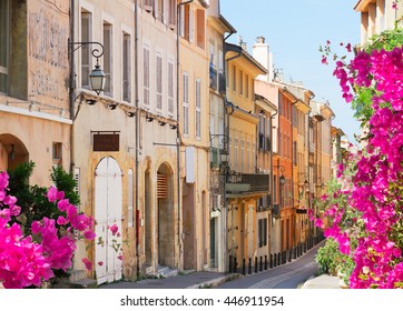 Old Town Street Of Aix En Provence At Summer Day, France