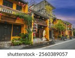 Old Town Street in Hoi An is a city with traditional old yellow houses