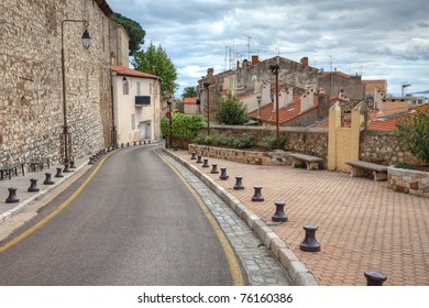 Old Town Street Toad With Property Houses In The Cannes City At The South Of France, Europe, Also Known As French Riviera