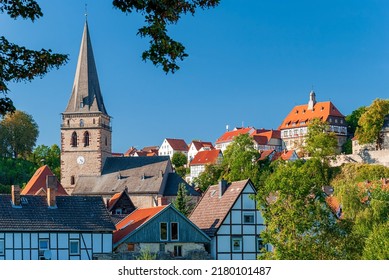 Old Town Of Warburg With Catholic Church St. Mary-Visitation In Eastern North Rhine-Westphalia In Germany