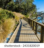 Old Town Wharf Boardwalk at The Wright Family Park, Bluffton, South Carolina, USA