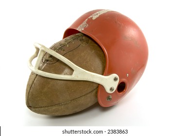 Old Toy Helmet And Football