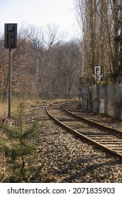 An Old Track With A Signal From A Private Railway In Berlin Germany.