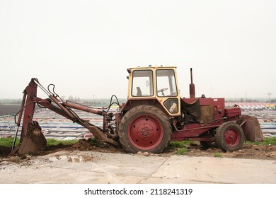 Old Tractor Bucket Bulldozer Cab