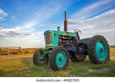 Old Tractor In Field