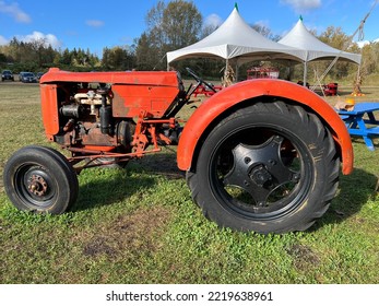 Old Tractor For Kids To Climb On In A Pumpkin Farm.  Taken On October 28, 2022 In White Rock, BC.