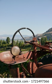 An old tractor in a vineyard