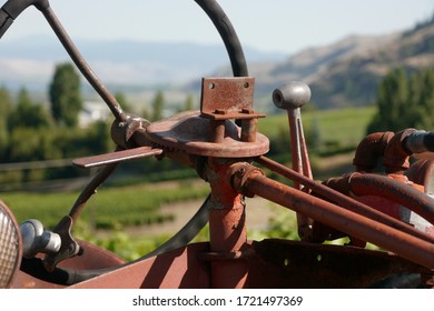 An old tractor in a vineyard