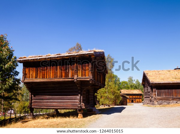 Old Traditional Norwegian Elevated Wooden Store Stock Photo Edit