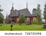Old traditional red wooden church of Keuruu. Finland heritage. Horizontal