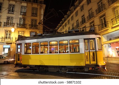 Old traditional tram in the city of Lisbon at night, Portugal - Powered by Shutterstock