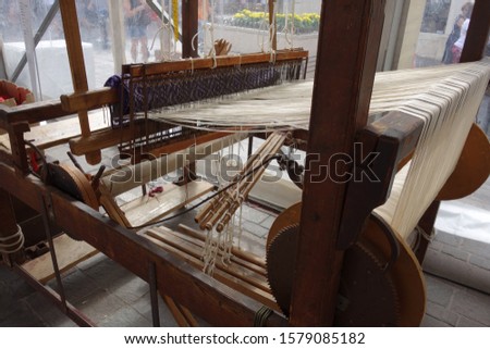 Old traditional wooden weaving loom