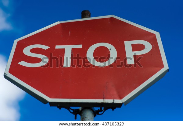 Old traffic stop\
sign