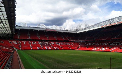 Old Trafford, Manchester - June 10,2019: Old Trafford Stadium, home of the Manchester United Football Club. The bright red color ignites the sportsman spirit of the players.

MUFC is a phenomenal club
