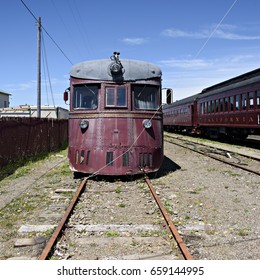 Old Train Engine on the Train Tracks
