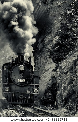 Old train near the rock