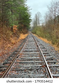 Old train tracks in Blue Ridge, GA during the fall.