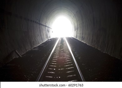 Old Train Tunnel And Natural Light.