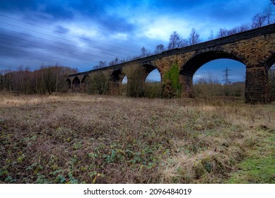old train viaduct path in winter