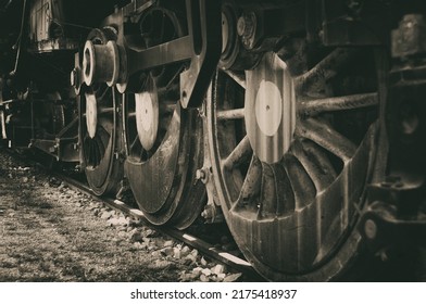 Old Train Wheels In The Rail 