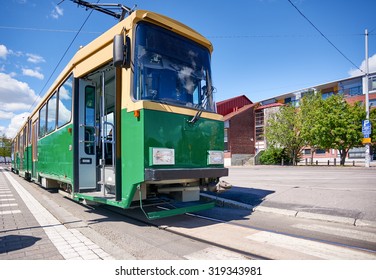 Old Tram In Helsinki On A Summer Day