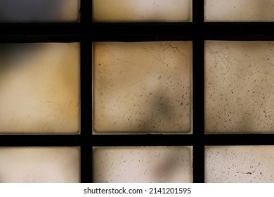 Old Translucent Opaque Window Pane Still In Its Frame.