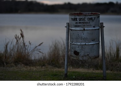 Old Trash Barrel At Bellwood Lake Boat Ramp In Tyler Texas