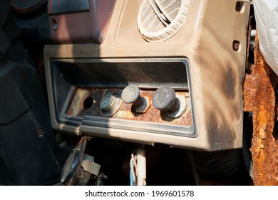 Old Truck Console Rusty, Corroded. Use As Illustration For Presentation. 