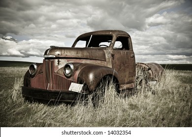 Old truck out in the field