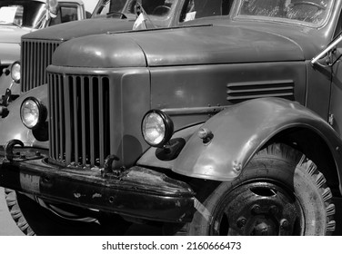 Old Trucks From The Second World War. Close Up Photo.