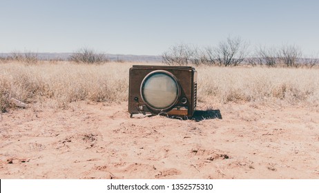 Old TV found in the middle of the desert in Valentine, Texas.