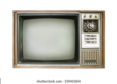 The Old TV On The Isolated White Background