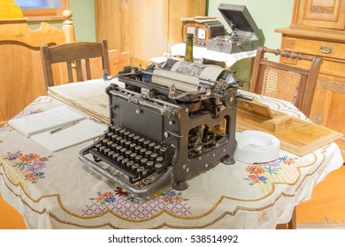 Old, the typewriter on a table