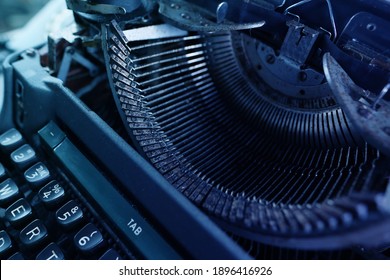 old typewriter on table, words fake news are printed on paper in large size, retro style, concept to do list to organize work and life
