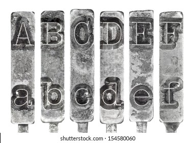 Old Typewriter Typebar Letters A To F Isolated On White