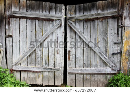 Old, uncomfortable old patchwork doors