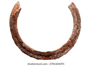Old unknown rusty object isolated on white background. The usual magnet fishing find.