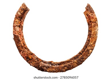 Old unknown rusty object isolated on white background. The usual magnet fishing find.