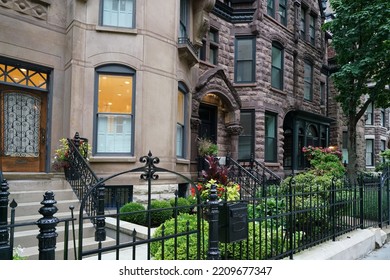 Old Urban Neighborhood With Brownstone Style Houses