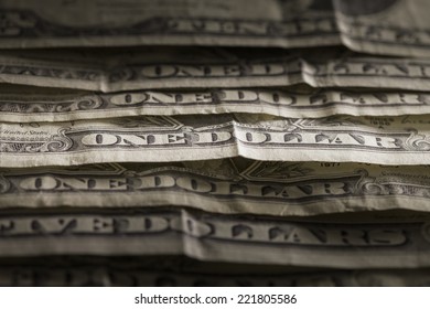 Old US Dollar Money In Closeup. Very Short Depth-of-field.