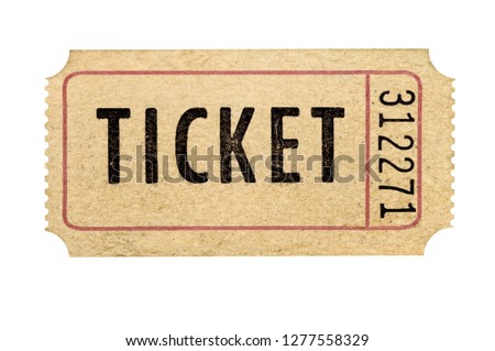 Old used brown torn ticket stub isolated 