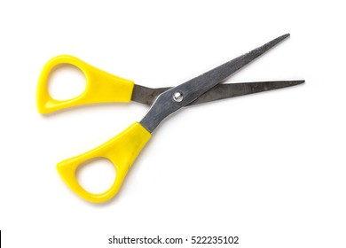 Old Used Children Scissors, Isolated On White