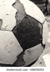 Old Used Football Or Soccer Ball ,Black And White