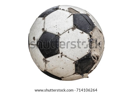 Old used football or soccer ball