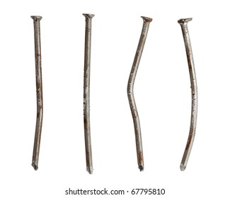 Old used nails isolated on white background
