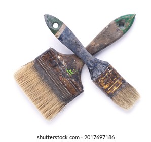 Old used paintbrush tool isolated on white background. Construction pint brush for house room renovation - Powered by Shutterstock