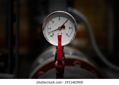 Old, Used Pressure Gauge, In Low Light