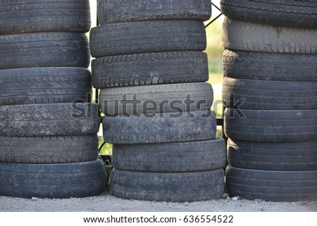 Old used tires, warehouse