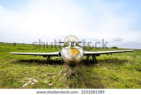 Old USSR military airplane at the Abandoned airfield