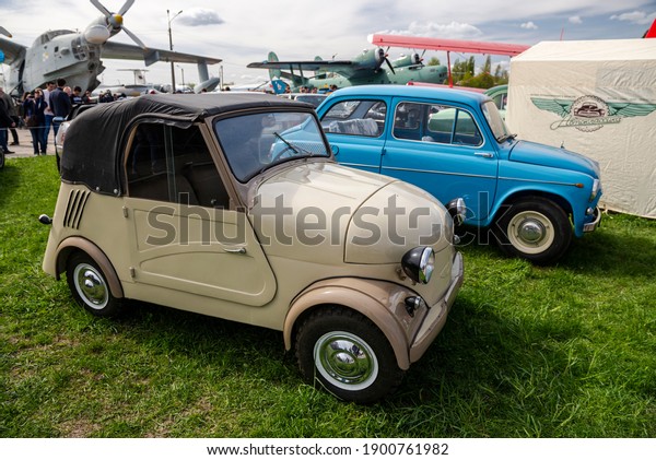 Old USSR soviet car ZAZ at Old car land festival in\
Kiev, Ukraine may 2018